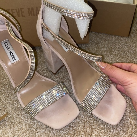 Steve madden chunky open toe nude heels size 9 - Picture 4 of 11